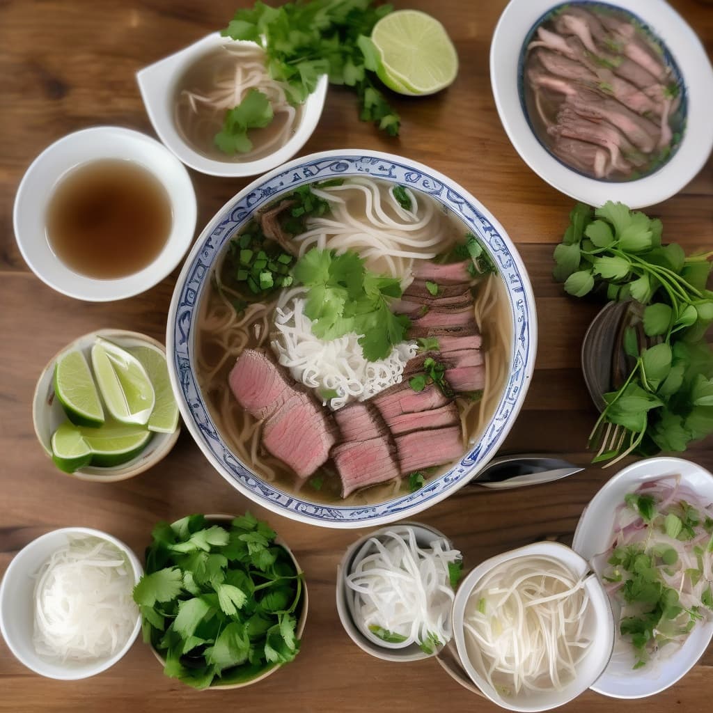 P12. Phở Tái Chín Nạm Gân/Rare Beef, Brisket, Flank & Soft Tendon
