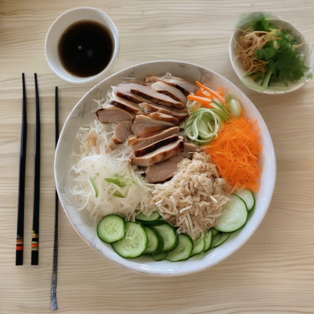 B4. Bún Heo Nướng Chả Giò/Grilled Pork & Fried Egg Roll