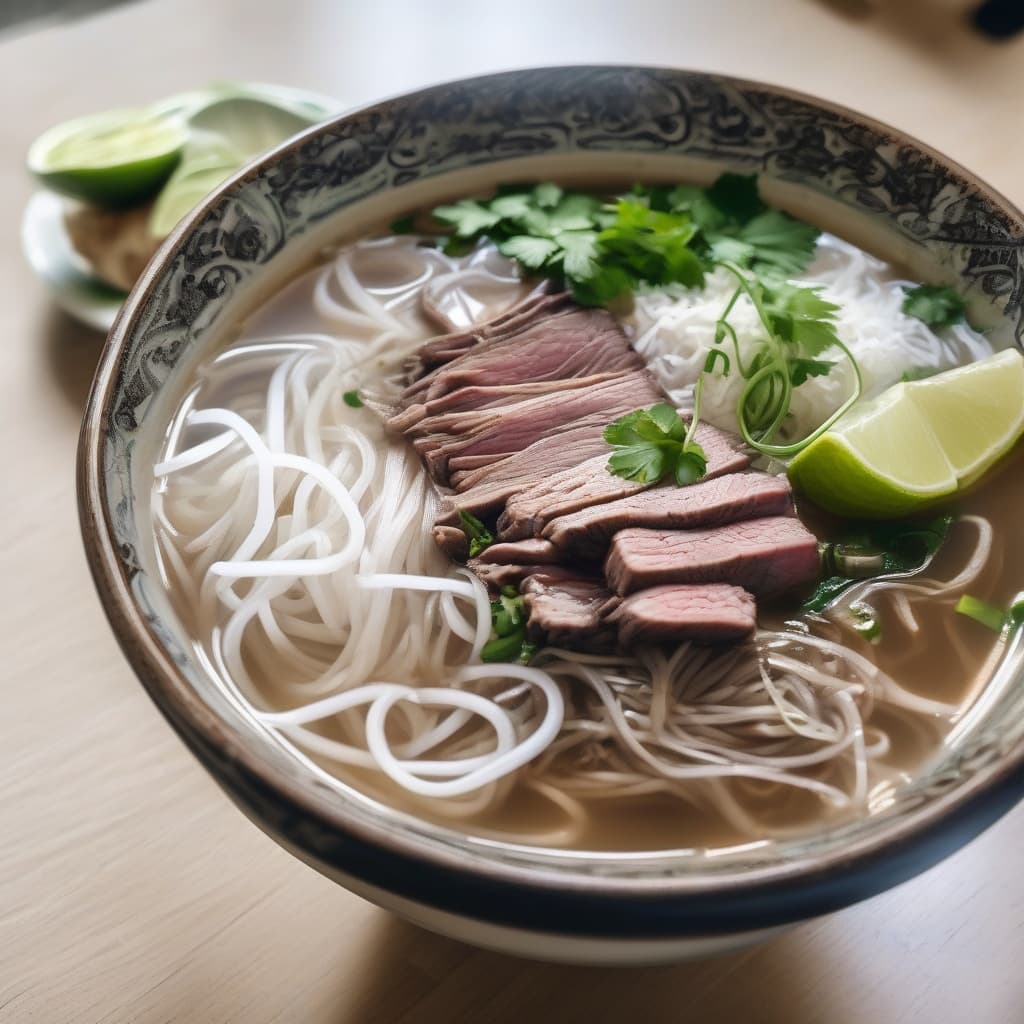 P13. Phở Tái Chín Nạm Sách/Rare Beef, Brisket, Flank & Tripe