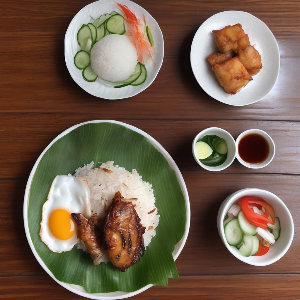 C7. Cơm Sườn Heo, Chả Giò, Chạo Tôm/Grilled Pork Chop, Fried Egg Roll & Sugarcane Shrimp